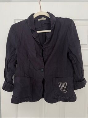 Carolina Herrera Navy Linen Blazer Jacket